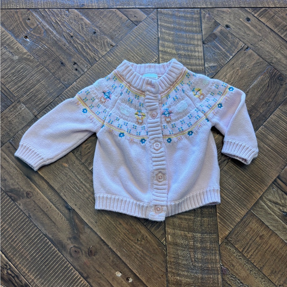 Hanna Andersson Pink Knitted Kids Cardigan 6-12m